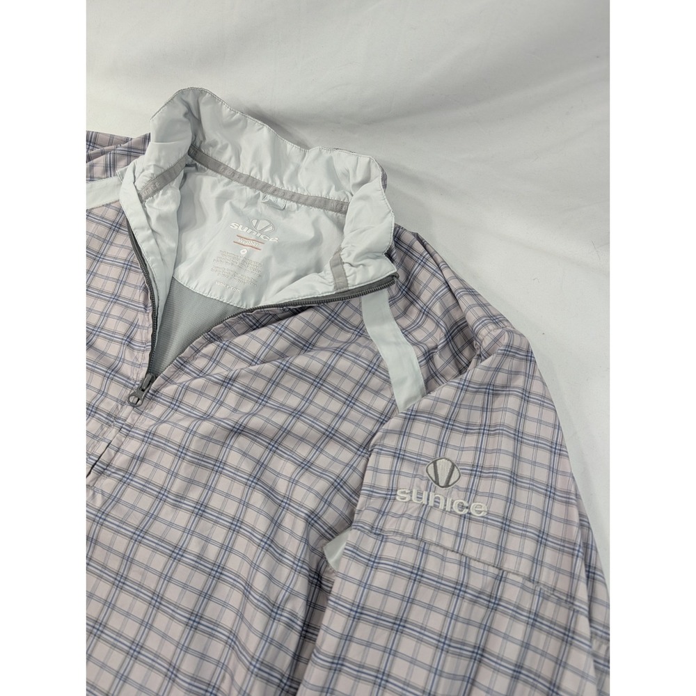Sunice Windshirt Jacket Mens M Gray Blie Plaid Long Sleeve Full Zip Golf